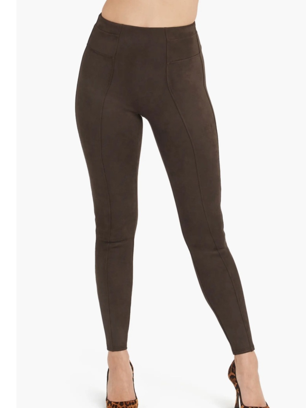 SPANX High Waist Faux Suede Leggings Brown S
